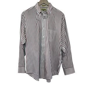 L.L. Bean Single Needle Tailoring Cotton Hong Kong Striped Button Down Shirt